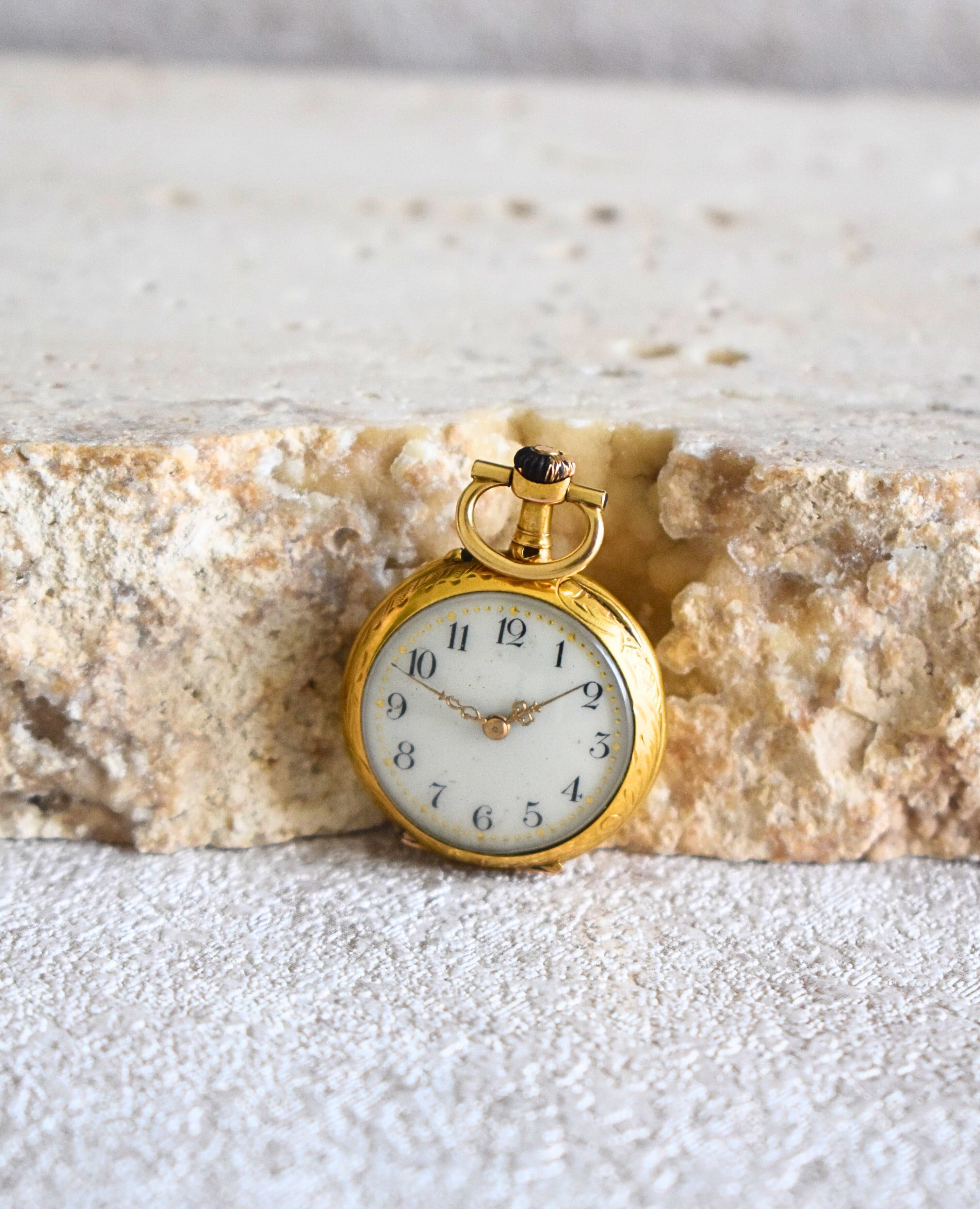Antique French Au Nègre 18K Gold Pocket Watch
