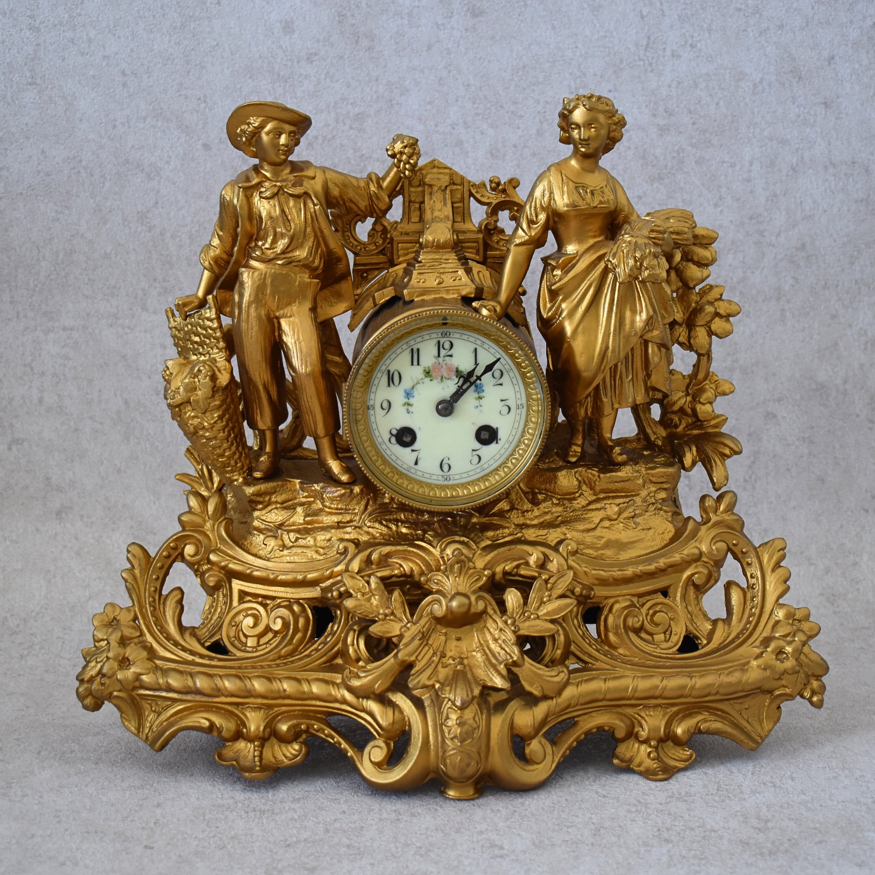 Antique French Mantel Clock — Vendanges et Moissons